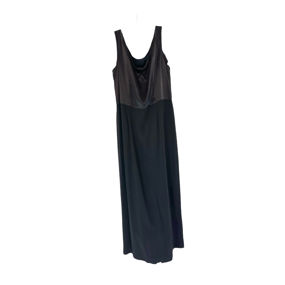 Laura Ashley Satin Sleeveless Black Side Slit Relaxed Maxi Dress Size‎ 8